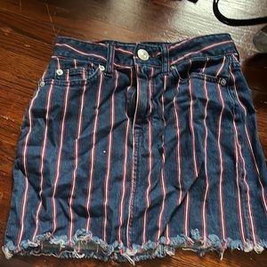 Blue and red stripped American eagle mini skirt